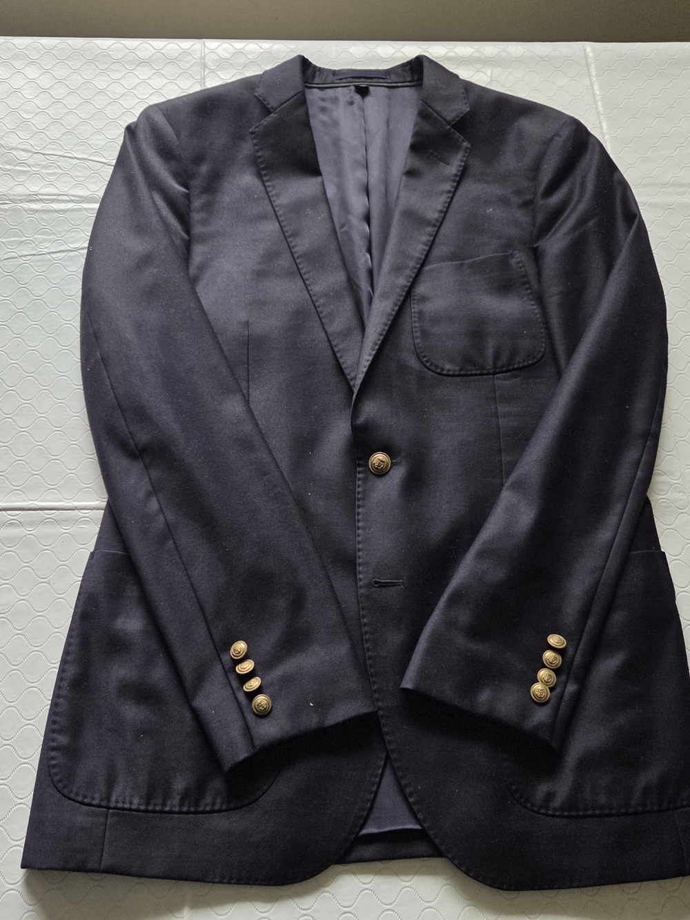 J.Crew Ludlow 38R Blazer Loro Piana Navy Anchor Button